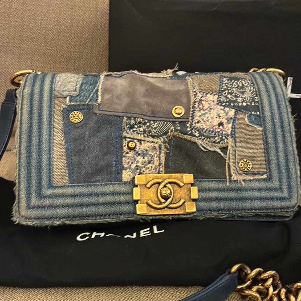 Chanel Boy Small Patchwork Denim Shoulder Bag - image 2